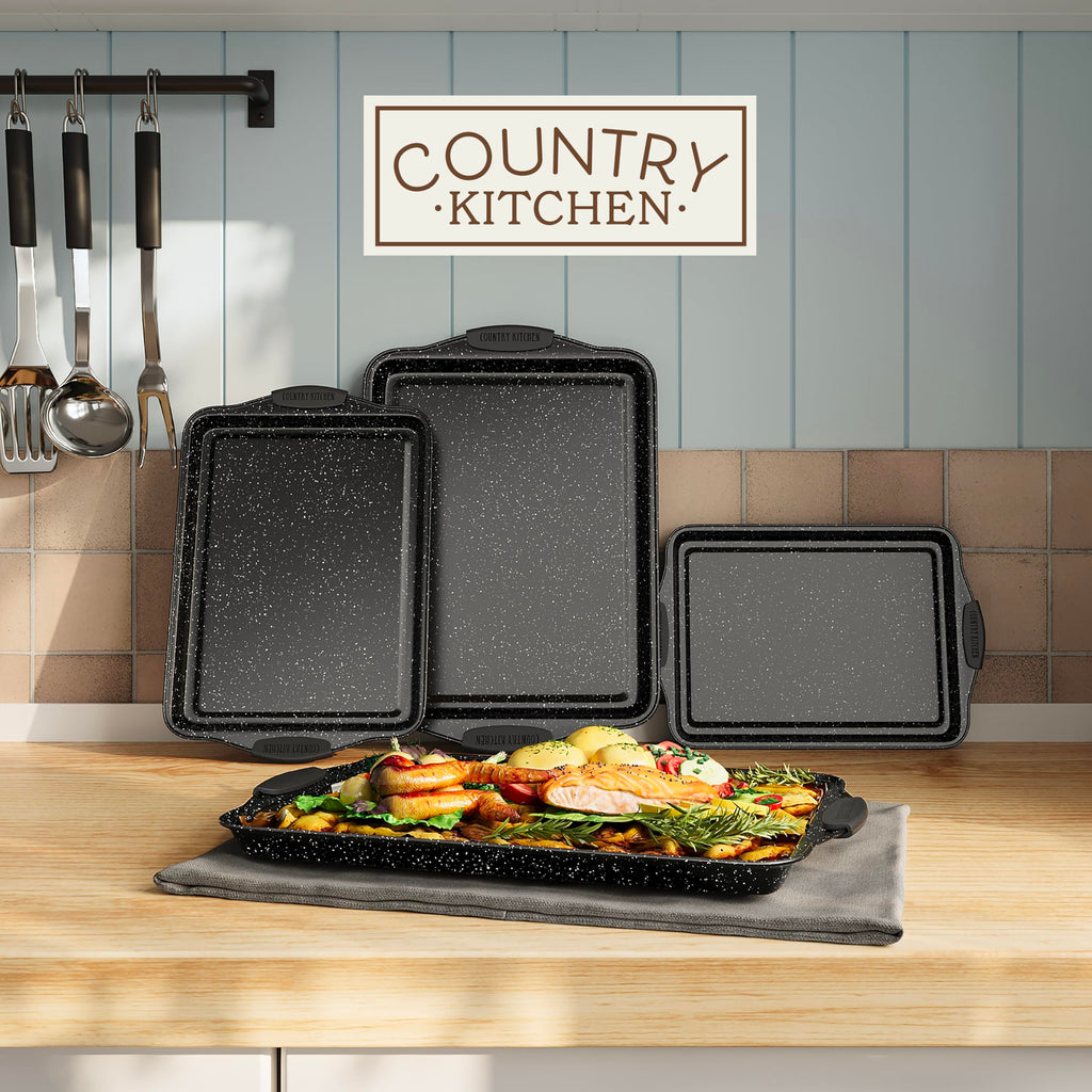 Country Kitchen Nonstick Stackable Bakeware Set - Durable, Easy Release Baking Set- 22 Pc. Includes Silicone Muffin Cups