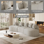 131" Oversized Sectional Sofa for Living Room, Modern Luxury Plush Chenille 4-Seater Extra Deep & Wide Seat Curved Cloud Couch with 4 Throw Pillows, No Assembly Needed, Light Brown