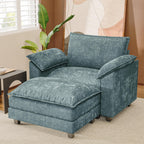 JUMMICO 40" Chaise Lounge Chair for Single Comfy Upholstered Deep Seat Reading Arm Chair Clould Couch for Living Room, Apartment Office, Small Spaces (Dark Blue-3, Single Sofa)
