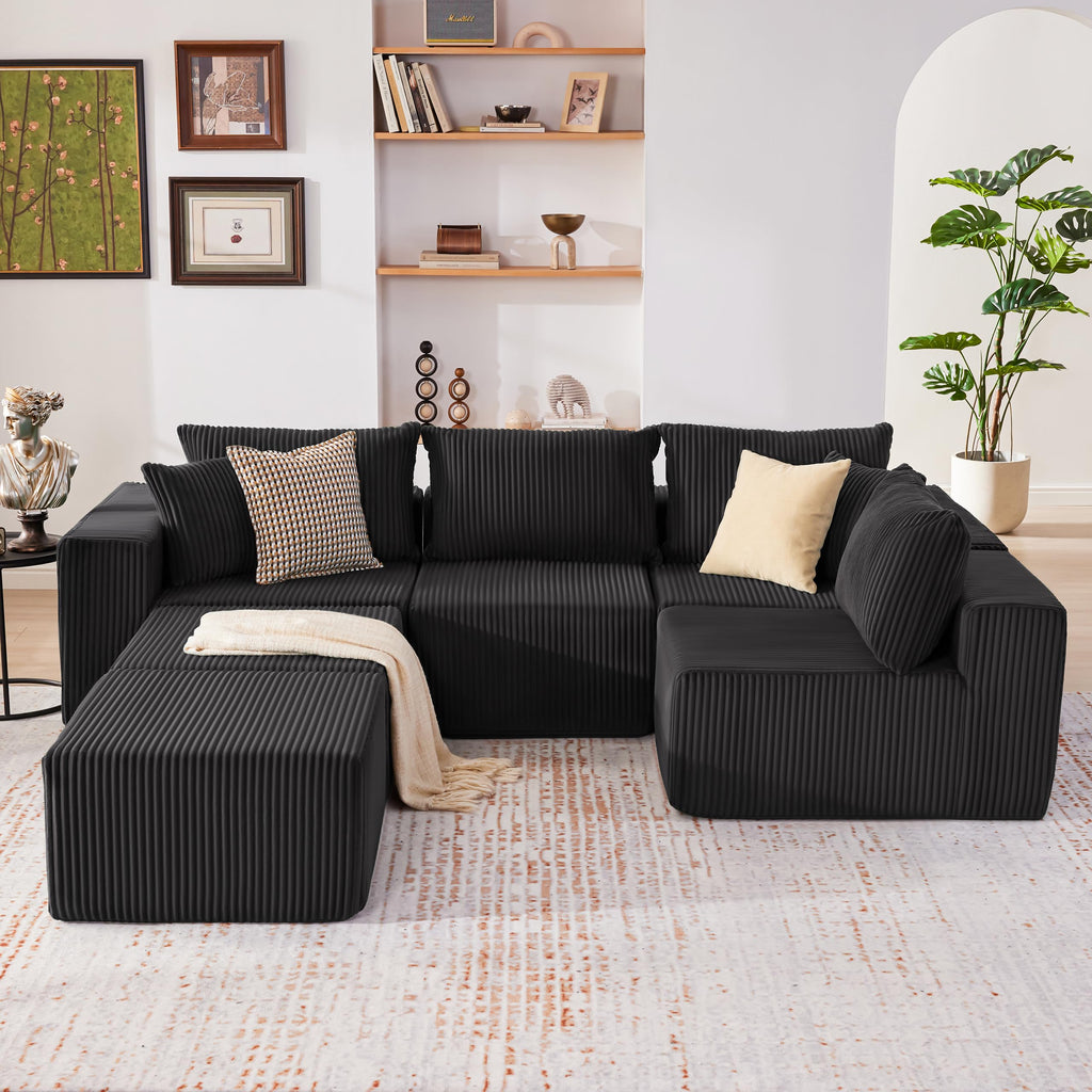 108” Modular Sectional Sofa, Cloud Sectional Couch with Deep Seat, Modern Modular L-Shape Sofa Couch with Chaise,Upholstered Boneless Couches for Living Room Bedroom (Beige, Left Facing Chaise)