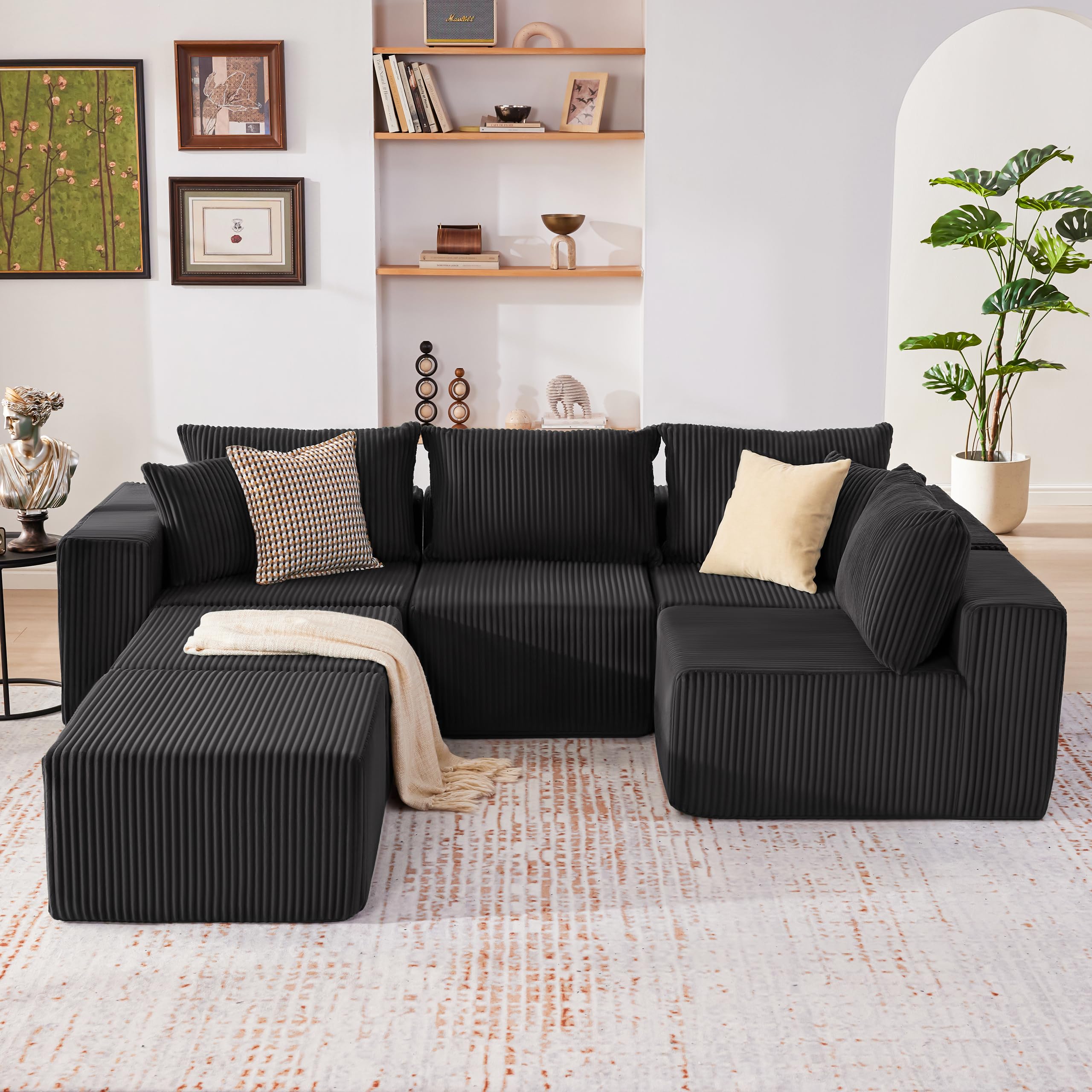 108” Modular Sectional Sofa, Cloud Sectional Couch with Deep Seat, Modern Modular L-Shape Sofa Couch with Chaise,Upholstered Boneless Couches for Living Room Bedroom (Beige, Left Facing Chaise)