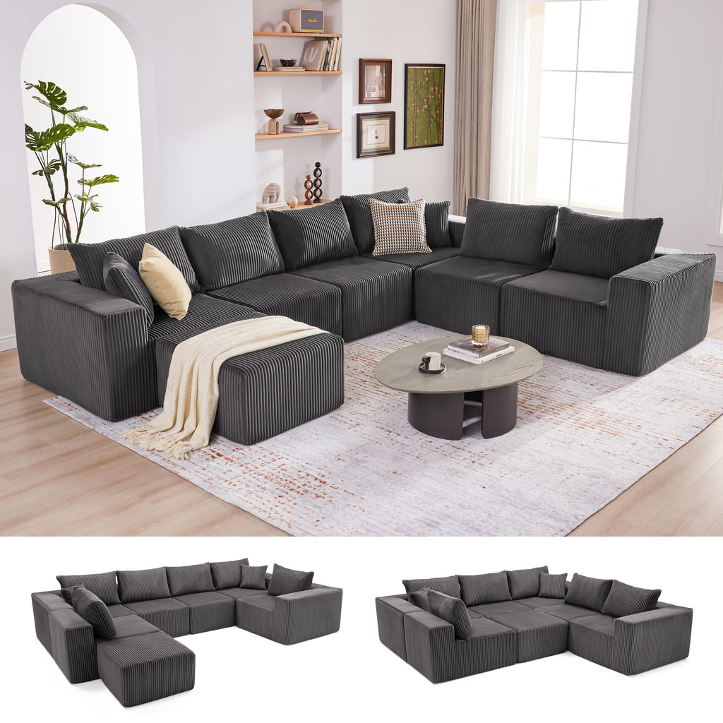 108” Modular Sectional Sofa, Cloud Sectional Couch with Deep Seat, Modern Modular L-Shape Sofa Couch with Chaise,Upholstered Boneless Couches for Living Room Bedroom (Beige, Left Facing Chaise)