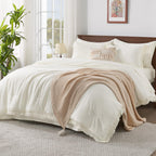 Andency King Size Comforter Set with Sheets Light Pink - 7 Pieces Bed in a Bag Boho Soft Lightweight Bedding Sets, Tassel Bed Set with Comforter, Sheets, Pillowcases & Shams