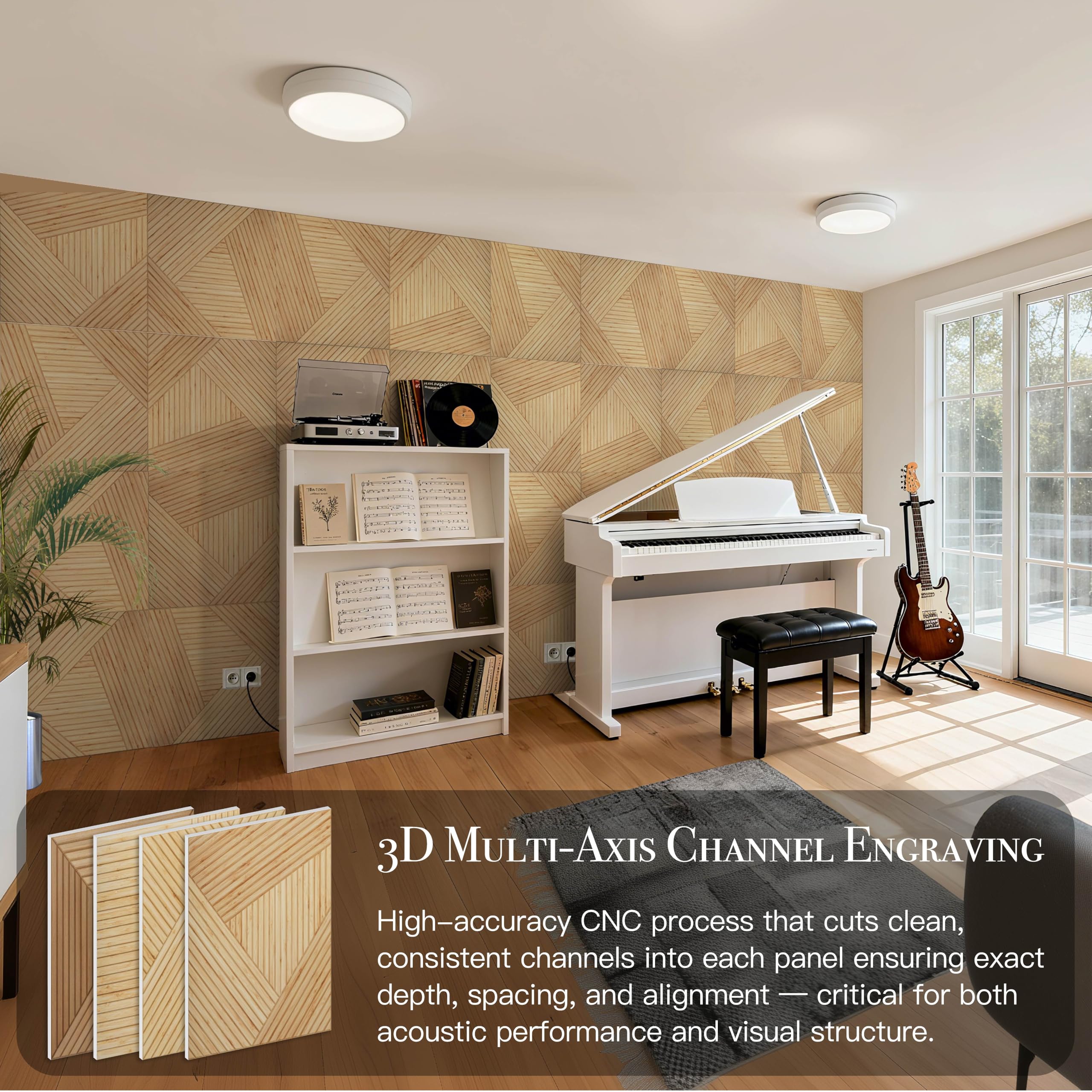 Soon Global Acoustical Wall Panels, 6-Piece 23.62 X 23.62 Inches Art Acoustic Panels, Decorative Acoustic Panels, Acoustic Wall Panels, Sound Absorbing Wall Art, Arcadian Vortex