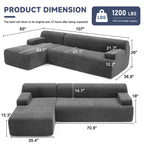 108” Modular Sectional Sofa, Cloud Sectional Couch with Deep Seat, Modern Modular L-Shape Sofa Couch with Chaise,Upholstered Boneless Couches for Living Room Bedroom (Beige, Left Facing Chaise)