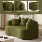 131" Oversized Sectional Sofa for Living Room, Modern Luxury Plush Chenille 4-Seater Extra Deep & Wide Seat Curved Cloud Couch with 4 Throw Pillows, No Assembly Needed, Light Brown