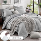 Monbix Queen Comforter Set - 7 Pieces Cationic Dyeing Autumn Leaf Bed in a Bag Queen Bedding Sets with Comforter, Sheets, Pillowcases & Shams, Reversible Bedding Comforters Sets