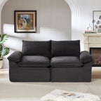 98.4-Inch Oversized Boneless Cloud Couches Deep Seat Foam Sofa Couch with 2 Round Toss Pillows, Luxury Corduroy Upholstered 3 Seat Tufted Loveseat, Cloud Sofa in a Box