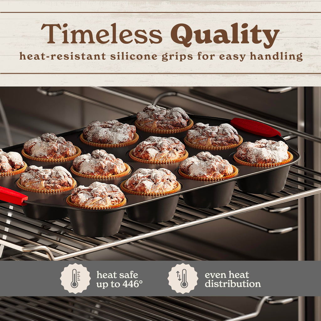 Country Kitchen Nonstick Stackable Bakeware Set - Durable, Easy Release Baking Set- 22 Pc. Includes Silicone Muffin Cups