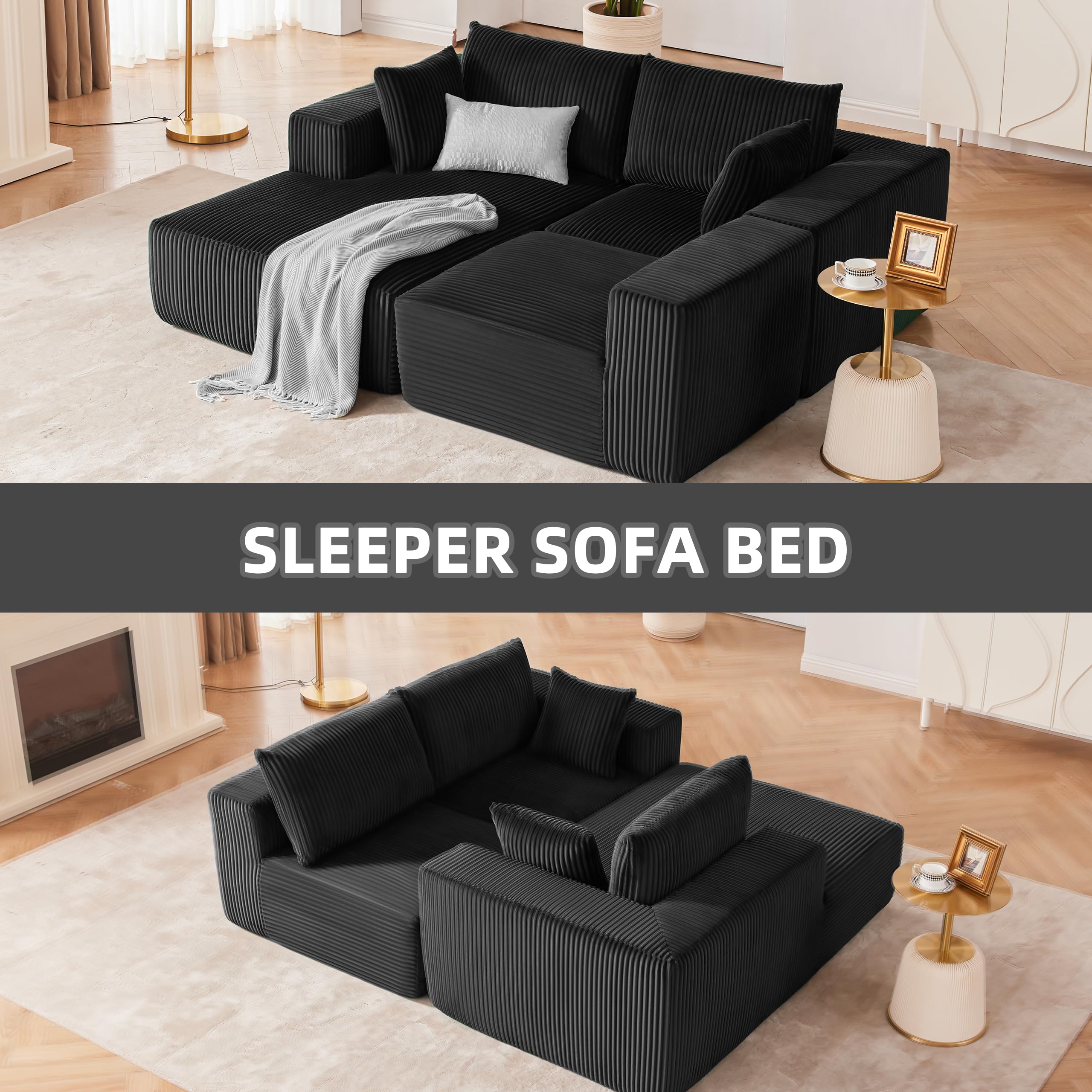 108” Modular Sectional Sofa, Cloud Sectional Couch with Deep Seat, Modern Modular L-Shape Sofa Couch with Chaise,Upholstered Boneless Couches for Living Room Bedroom (Beige, Left Facing Chaise)