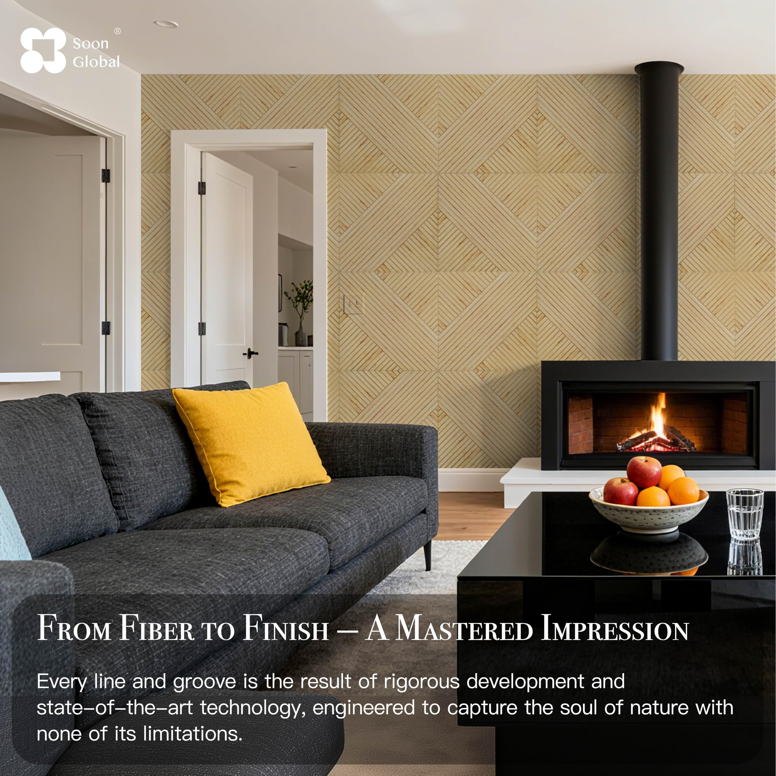 Soon Global Acoustical Wall Panels, 6-Piece 23.62 X 23.62 Inches Art Acoustic Panels, Decorative Acoustic Panels, Acoustic Wall Panels, Sound Absorbing Wall Art, Arcadian Vortex
