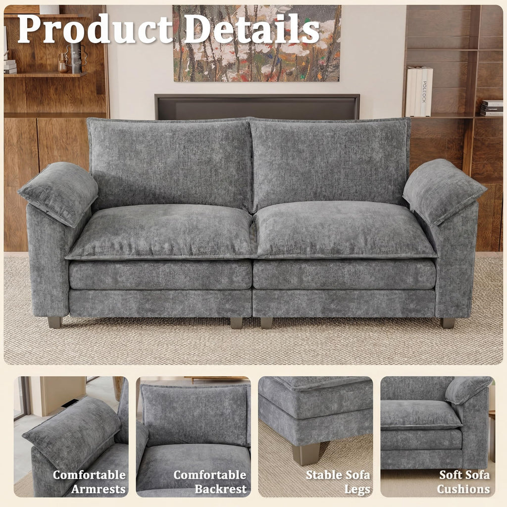 JUMMICO 40" Chaise Lounge Chair for Single Comfy Upholstered Deep Seat Reading Arm Chair Clould Couch for Living Room, Apartment Office, Small Spaces (Dark Blue-3, Single Sofa)