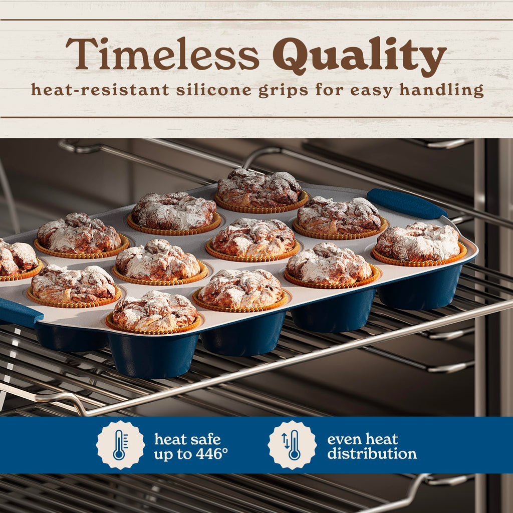 Country Kitchen Nonstick Stackable Bakeware Set - Durable, Easy Release Baking Set- 22 Pc. Includes Silicone Muffin Cups