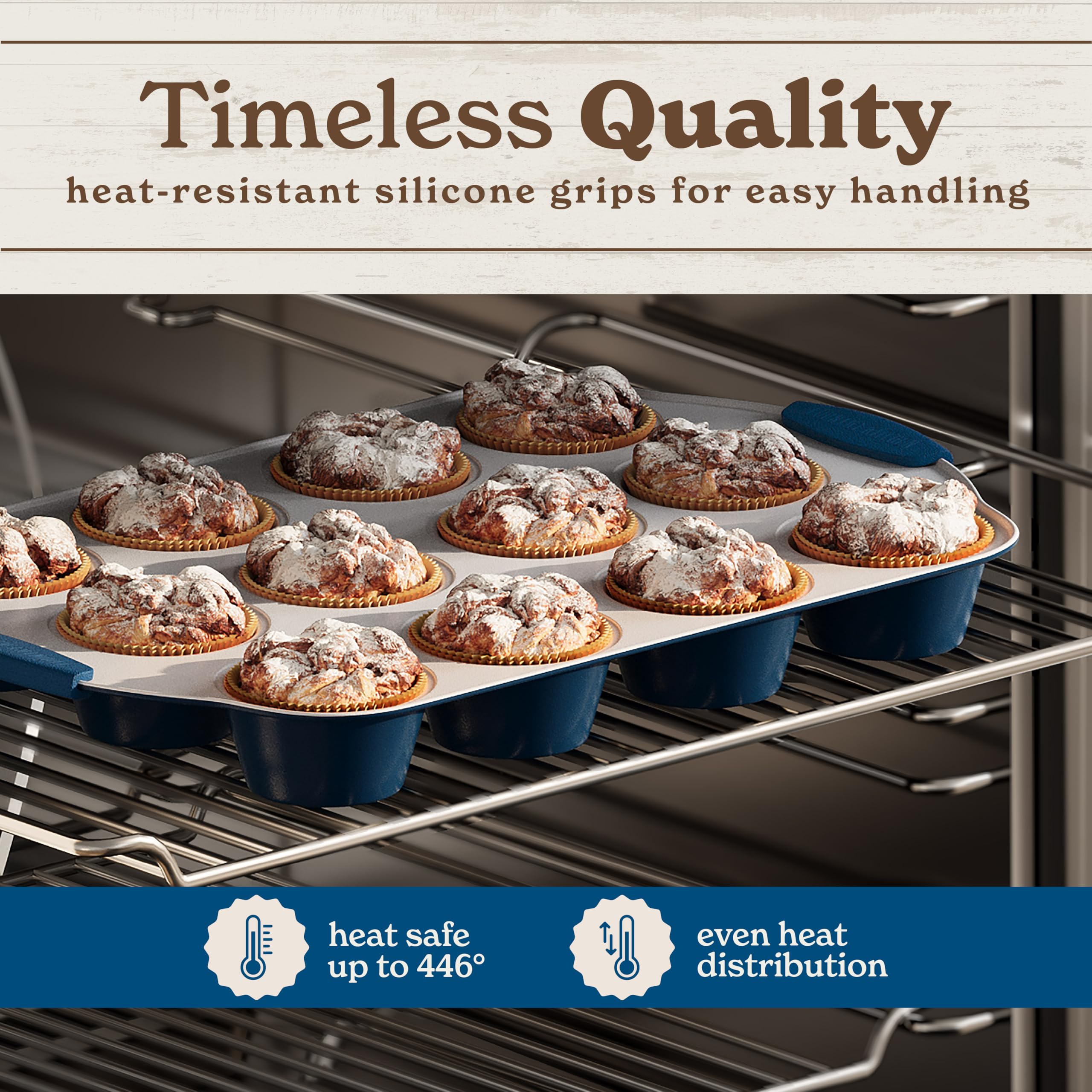 Country Kitchen Nonstick Stackable Bakeware Set - Durable, Easy Release Baking Set- 22 Pc. Includes Silicone Muffin Cups