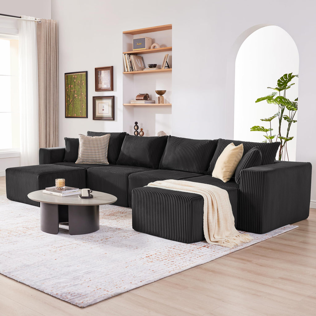 108” Modular Sectional Sofa, Cloud Sectional Couch with Deep Seat, Modern Modular L-Shape Sofa Couch with Chaise,Upholstered Boneless Couches for Living Room Bedroom (Beige, Left Facing Chaise)