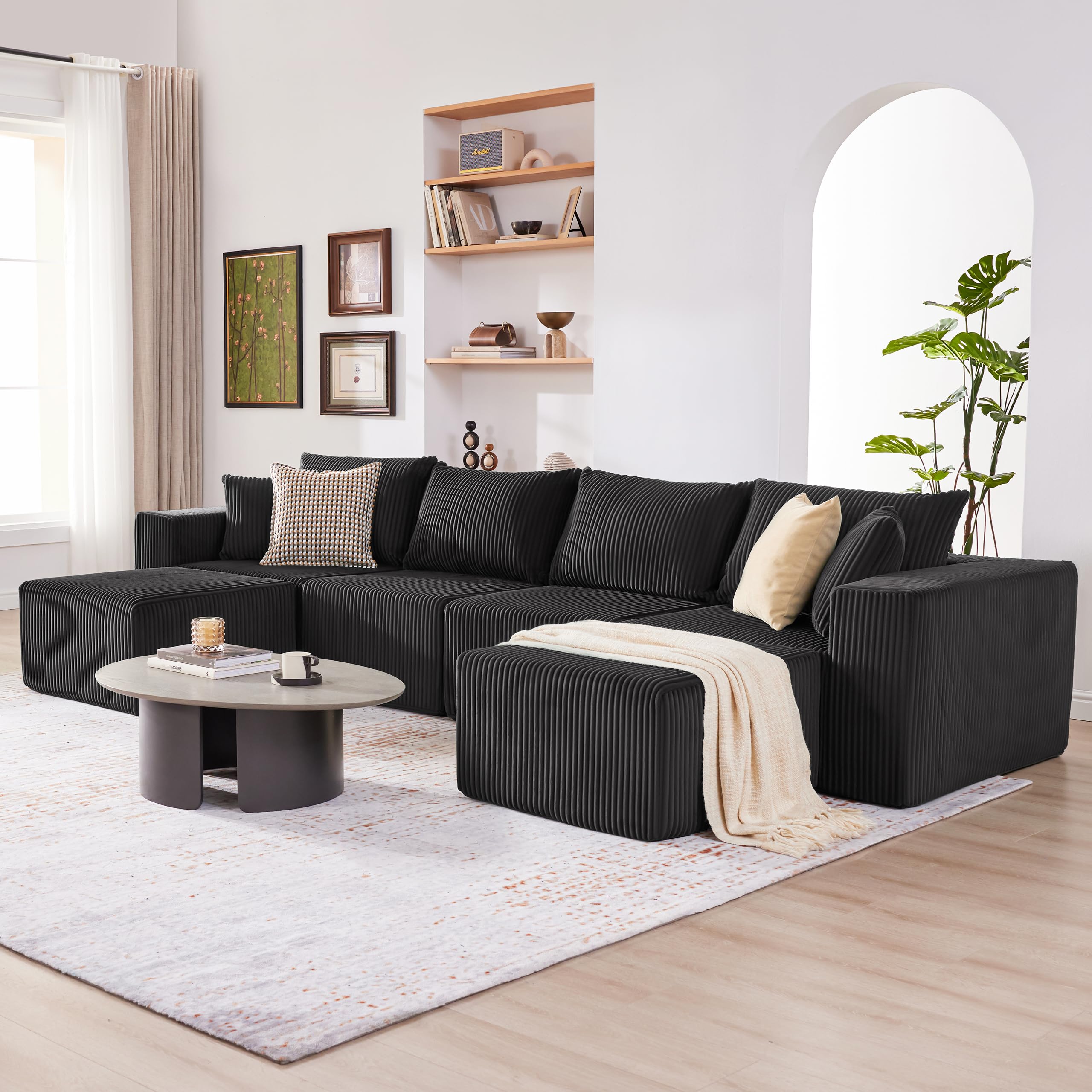108” Modular Sectional Sofa, Cloud Sectional Couch with Deep Seat, Modern Modular L-Shape Sofa Couch with Chaise,Upholstered Boneless Couches for Living Room Bedroom (Beige, Left Facing Chaise)