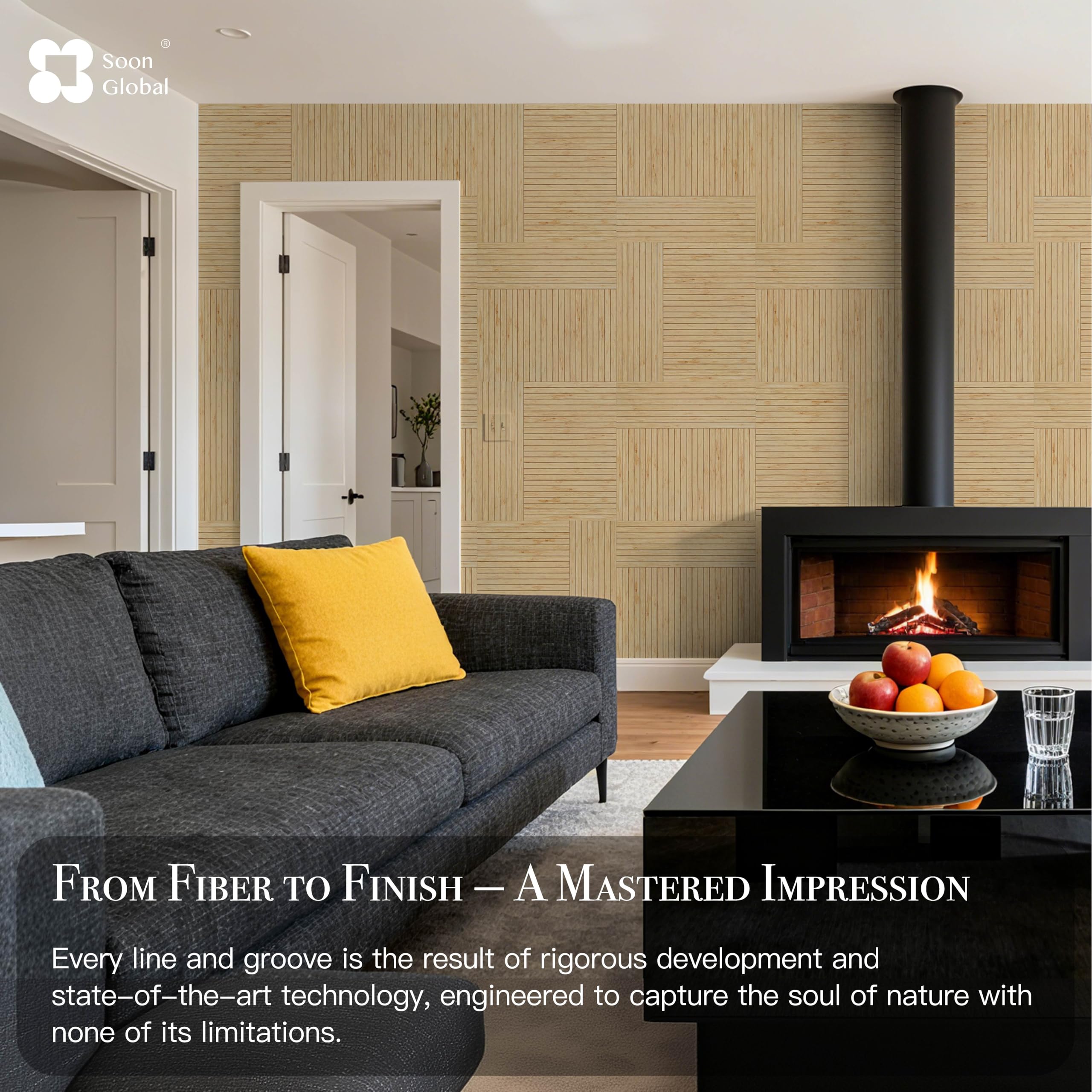 Soon Global Acoustical Wall Panels, 6-Piece 23.62 X 23.62 Inches Art Acoustic Panels, Decorative Acoustic Panels, Acoustic Wall Panels, Sound Absorbing Wall Art, Arcadian Vortex