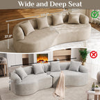 131" Oversized Sectional Sofa for Living Room, Modern Luxury Plush Chenille 4-Seater Extra Deep & Wide Seat Curved Cloud Couch with 4 Throw Pillows, No Assembly Needed, Light Brown
