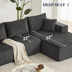 108” Modular Sectional Sofa, Cloud Sectional Couch with Deep Seat, Modern Modular L-Shape Sofa Couch with Chaise,Upholstered Boneless Couches for Living Room Bedroom (Beige, Left Facing Chaise)
