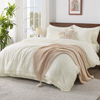 Andency King Size Comforter Set with Sheets Light Pink - 7 Pieces Bed in a Bag Boho Soft Lightweight Bedding Sets, Tassel Bed Set with Comforter, Sheets, Pillowcases & Shams