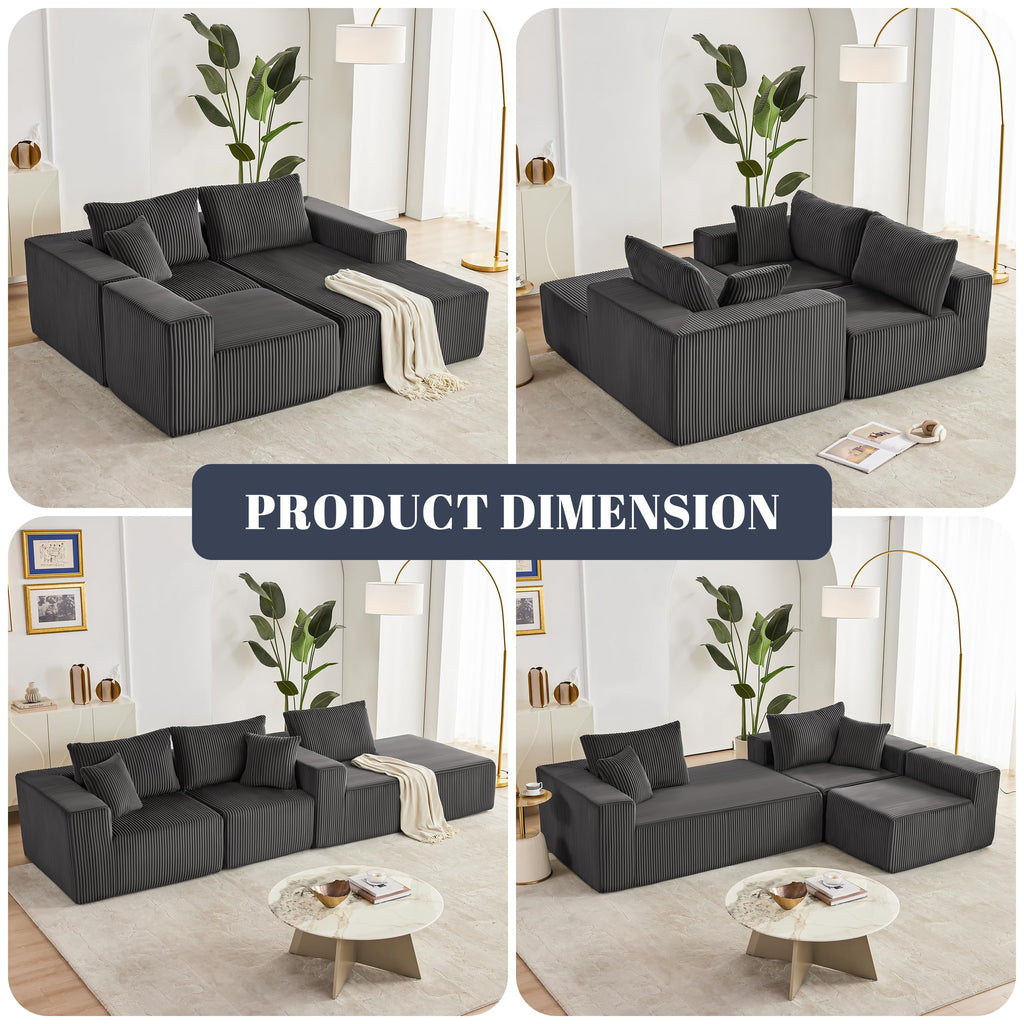 108” Modular Sectional Sofa, Cloud Sectional Couch with Deep Seat, Modern Modular L-Shape Sofa Couch with Chaise,Upholstered Boneless Couches for Living Room Bedroom (Beige, Left Facing Chaise)
