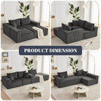 108” Modular Sectional Sofa, Cloud Sectional Couch with Deep Seat, Modern Modular L-Shape Sofa Couch with Chaise,Upholstered Boneless Couches for Living Room Bedroom (Beige, Left Facing Chaise)