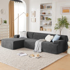108” Modular Sectional Sofa, Cloud Sectional Couch with Deep Seat, Modern Modular L-Shape Sofa Couch with Chaise,Upholstered Boneless Couches for Living Room Bedroom (Beige, Left Facing Chaise)