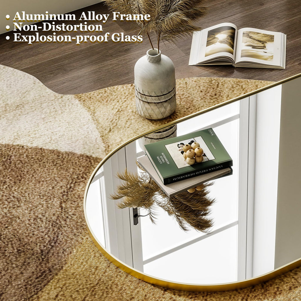 HARRITPURE 64"x21" Arched Full Length Mirror Floor Mirrors with Aluminum Alloy Frame Free-Standing Wall Mounted or Leaning Large Bedroom Dressing Mirror Modern & Contemporary Decor for Home,Black