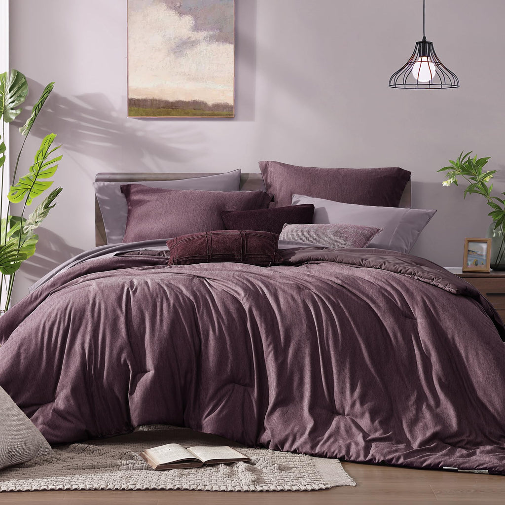 Monbix Queen Comforter Set - 7 Pieces Cationic Dyeing Autumn Leaf Bed in a Bag Queen Bedding Sets with Comforter, Sheets, Pillowcases & Shams, Reversible Bedding Comforters Sets