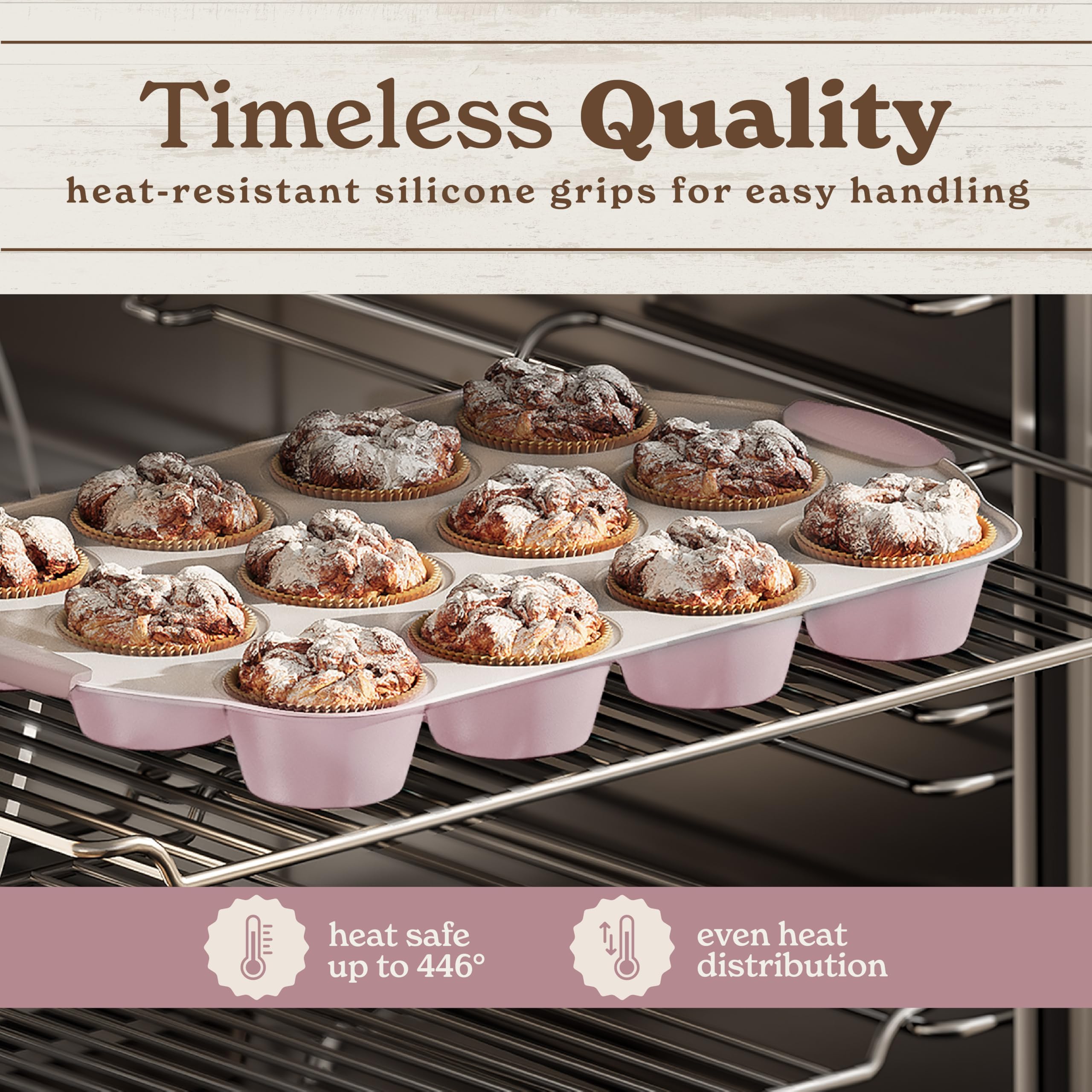 Country Kitchen Nonstick Stackable Bakeware Set - Durable, Easy Release Baking Set- 22 Pc. Includes Silicone Muffin Cups