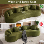 131" Oversized Sectional Sofa for Living Room, Modern Luxury Plush Chenille 4-Seater Extra Deep & Wide Seat Curved Cloud Couch with 4 Throw Pillows, No Assembly Needed, Light Brown