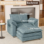 JUMMICO 40" Chaise Lounge Chair for Single Comfy Upholstered Deep Seat Reading Arm Chair Clould Couch for Living Room, Apartment Office, Small Spaces (Dark Blue-3, Single Sofa)