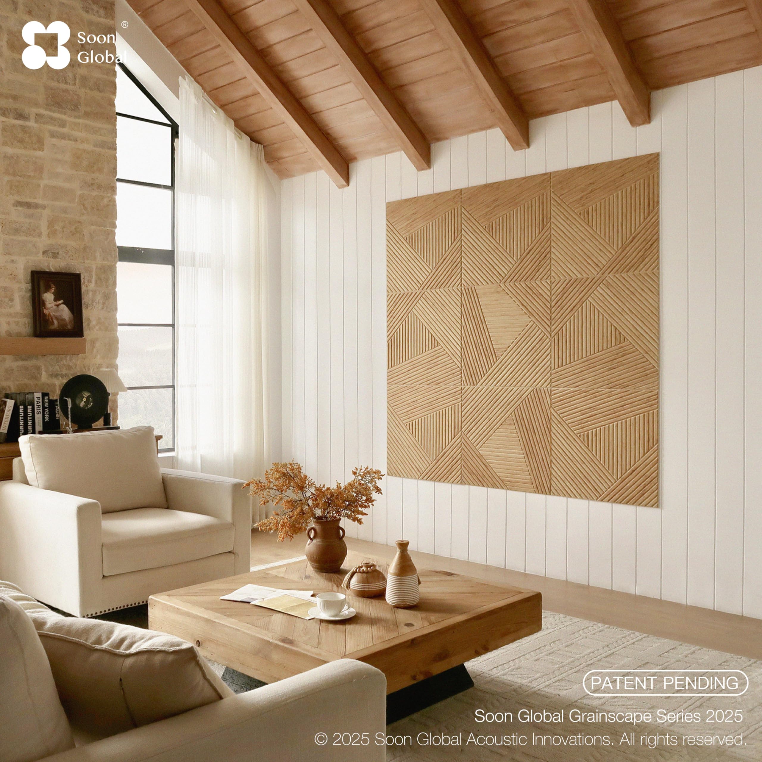 Soon Global Acoustical Wall Panels, 6-Piece 23.62 X 23.62 Inches Art Acoustic Panels, Decorative Acoustic Panels, Acoustic Wall Panels, Sound Absorbing Wall Art, Arcadian Vortex
