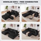108” Modular Sectional Sofa, Cloud Sectional Couch with Deep Seat, Modern Modular L-Shape Sofa Couch with Chaise,Upholstered Boneless Couches for Living Room Bedroom (Beige, Left Facing Chaise)