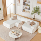 108” Modular Sectional Sofa, Cloud Sectional Couch with Deep Seat, Modern Modular L-Shape Sofa Couch with Chaise,Upholstered Boneless Couches for Living Room Bedroom (Beige, Left Facing Chaise)