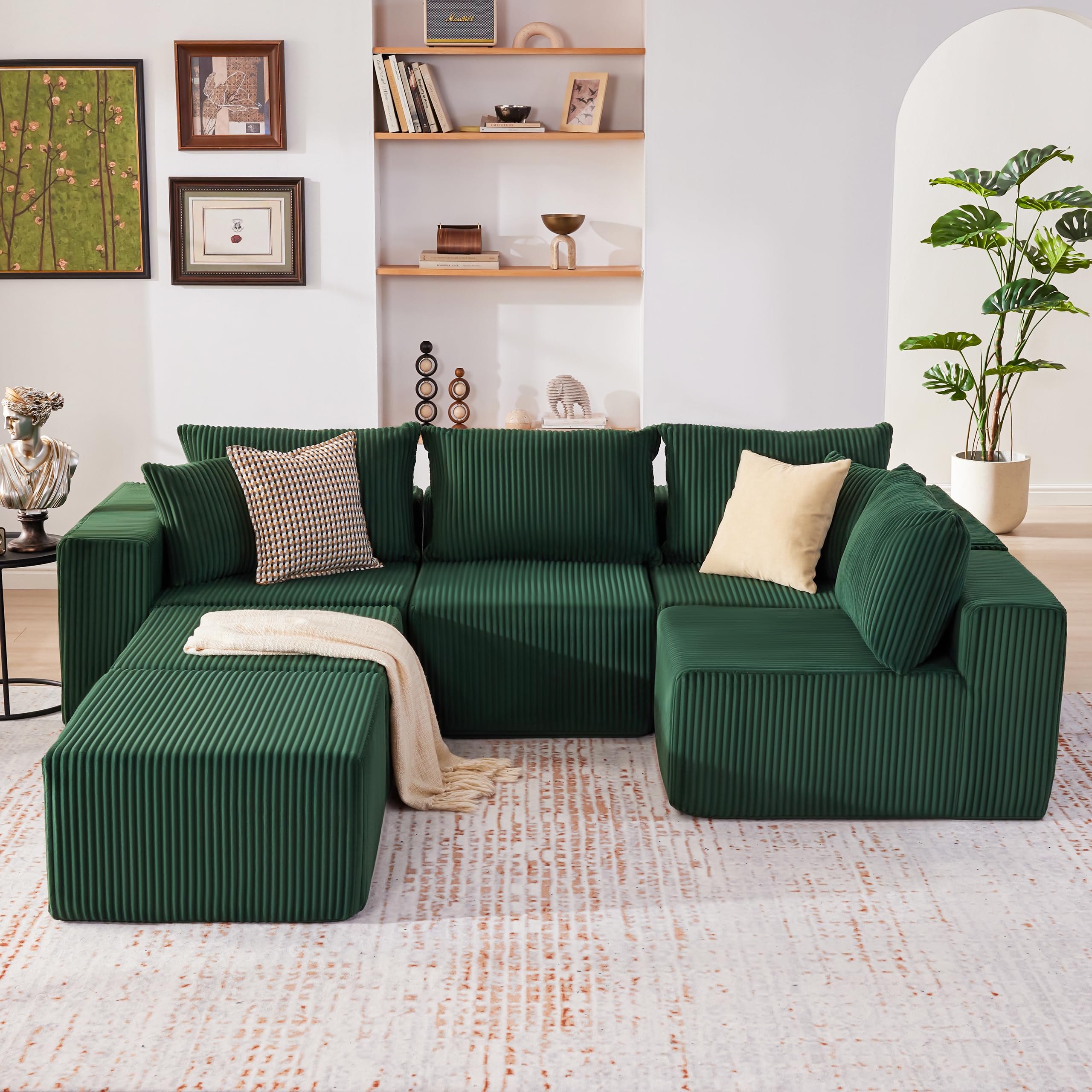 108” Modular Sectional Sofa, Cloud Sectional Couch with Deep Seat, Modern Modular L-Shape Sofa Couch with Chaise,Upholstered Boneless Couches for Living Room Bedroom (Beige, Left Facing Chaise)