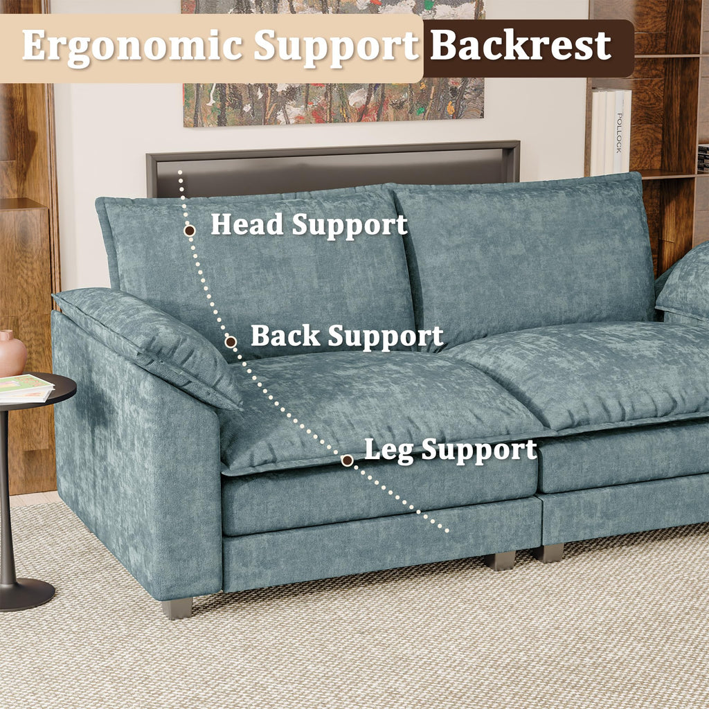 JUMMICO 40" Chaise Lounge Chair for Single Comfy Upholstered Deep Seat Reading Arm Chair Clould Couch for Living Room, Apartment Office, Small Spaces (Dark Blue-3, Single Sofa)