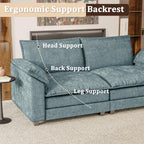 JUMMICO 40" Chaise Lounge Chair for Single Comfy Upholstered Deep Seat Reading Arm Chair Clould Couch for Living Room, Apartment Office, Small Spaces (Dark Blue-3, Single Sofa)