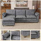 JUMMICO 40" Chaise Lounge Chair for Single Comfy Upholstered Deep Seat Reading Arm Chair Clould Couch for Living Room, Apartment Office, Small Spaces (Dark Blue-3, Single Sofa)