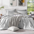 Monbix Queen Comforter Set - 7 Pieces Cationic Dyeing Autumn Leaf Bed in a Bag Queen Bedding Sets with Comforter, Sheets, Pillowcases & Shams, Reversible Bedding Comforters Sets