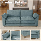 JUMMICO 40" Chaise Lounge Chair for Single Comfy Upholstered Deep Seat Reading Arm Chair Clould Couch for Living Room, Apartment Office, Small Spaces (Dark Blue-3, Single Sofa)