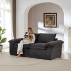 98.4-Inch Oversized Boneless Cloud Couches Deep Seat Foam Sofa Couch with 2 Round Toss Pillows, Luxury Corduroy Upholstered 3 Seat Tufted Loveseat, Cloud Sofa in a Box