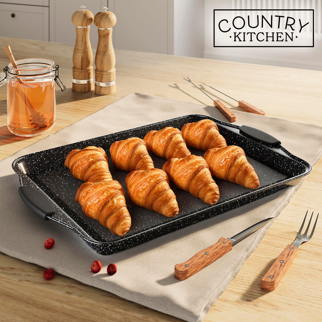 Country Kitchen Nonstick Stackable Bakeware Set - Durable, Easy Release Baking Set- 22 Pc. Includes Silicone Muffin Cups