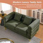 mikibama Modern Teddy Sectional Sofa, 81 Inch Oversized Sofa Couch, Luxury 3 Seater Deep Couch with 3 Pillows and Gold Metal Legs for Living Room, Bedroom, Apartment (Black)